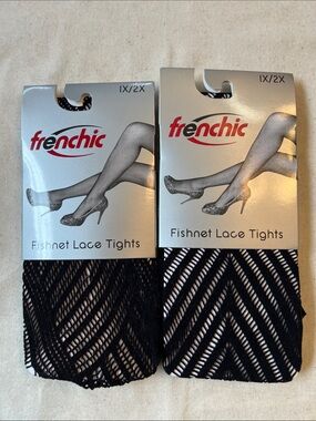Frenchic Black Fishnet Lace Tights NWT